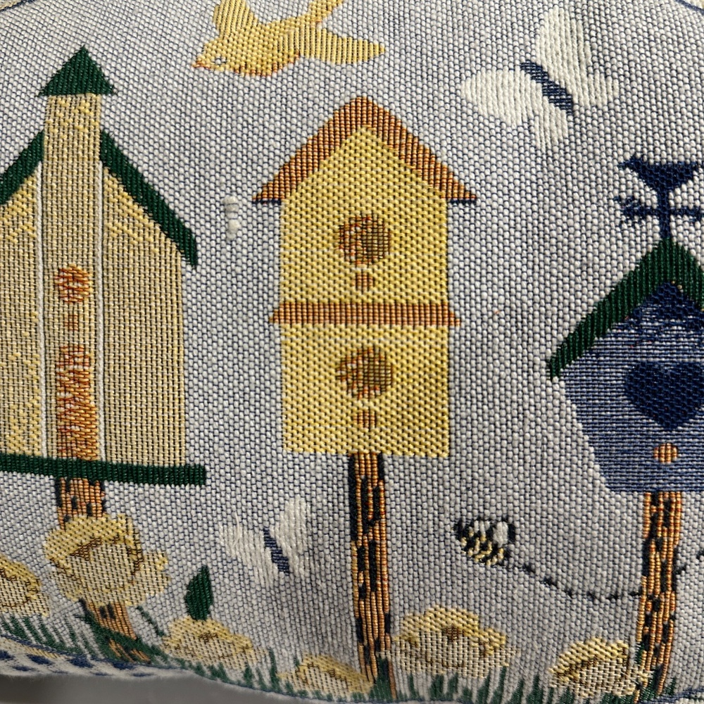 Rectangular Tapistry Throw Pillow W/Brid Houses, Bees, Butterflies - Picture 3 of 9